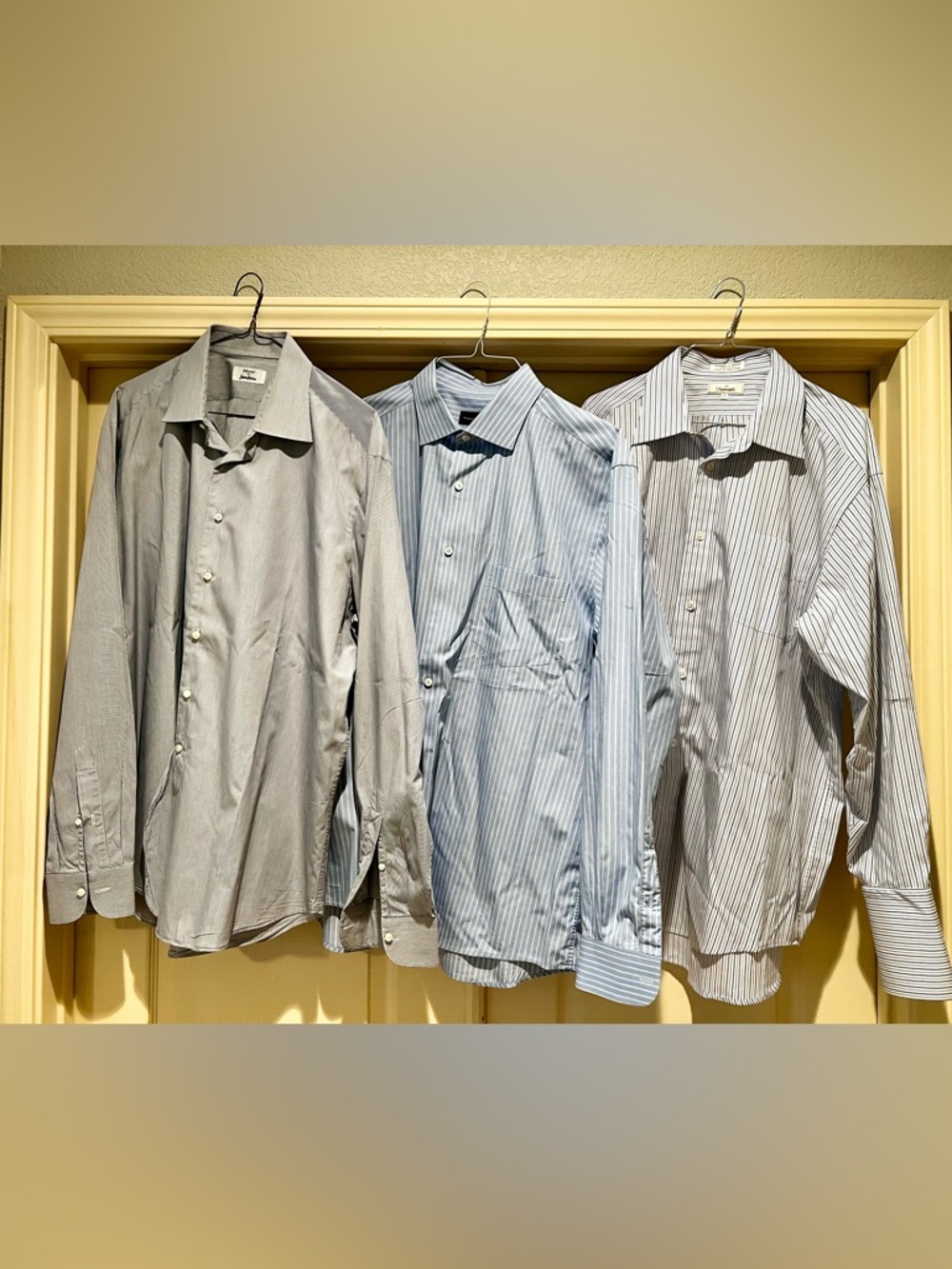 3 Men’s dress shirts - Fray Neiman Marcus, Ermenegildo Zegna, and Faconnable